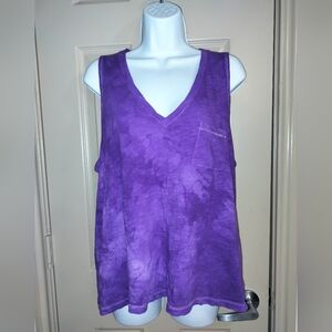 Madewell Purple Tie-Dye Pocket Tank Top Sz XXL